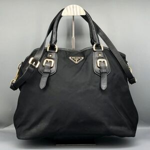 Prada Tessuto Nylon and Leather Tote Bag with Gold-Tone Hardware